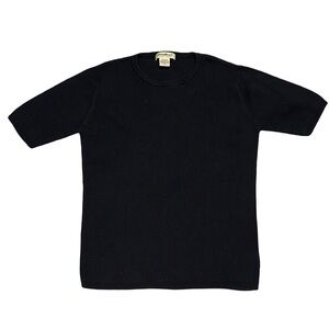 Eddie Bauer Vintage Black Ribbed Short Sleeve Sweater Top Size Medium